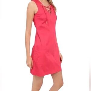 Calvin Klein Vibrant Pink Lace-Up Mini Dress